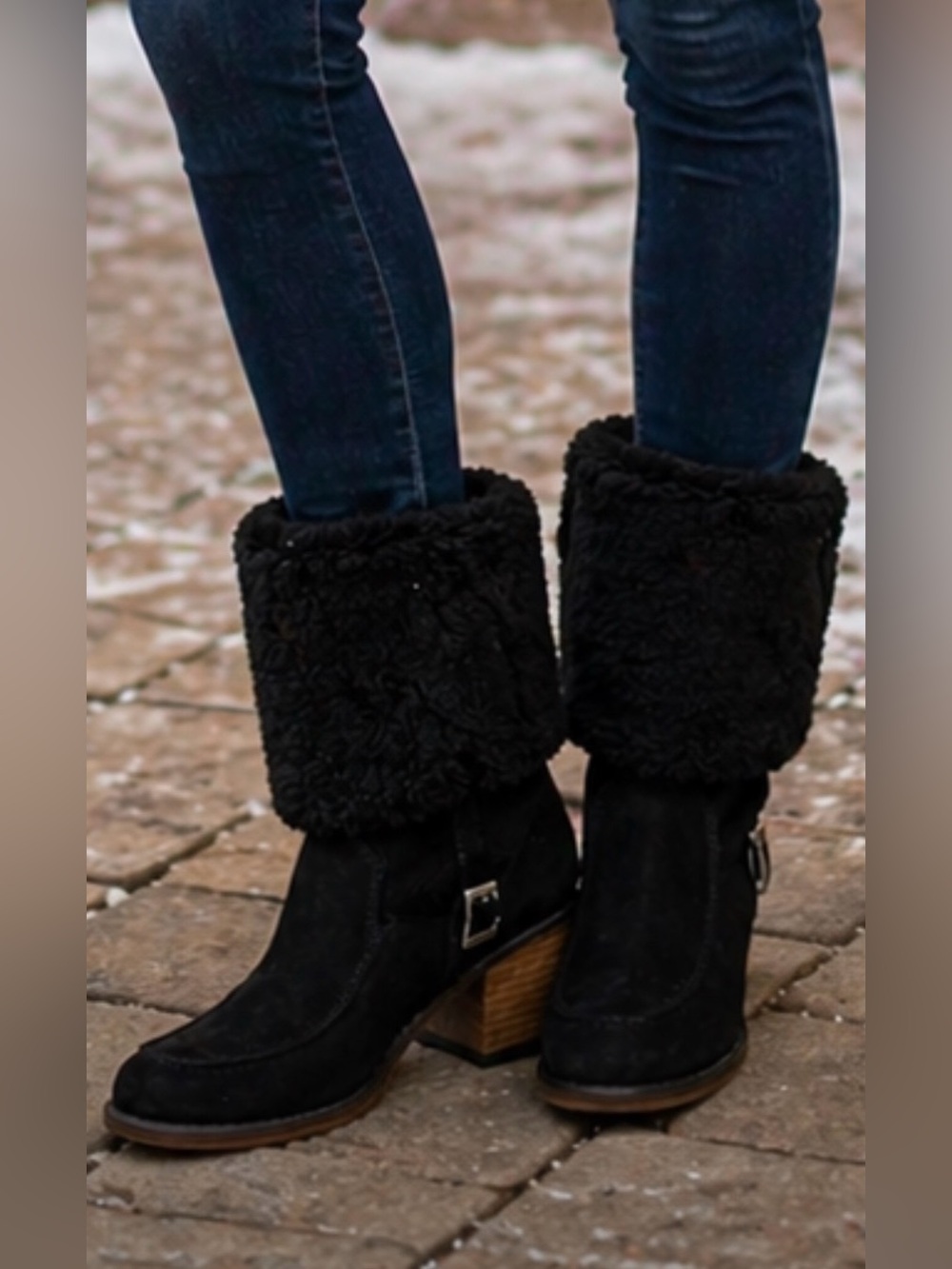 BearPaw Black Suede & Shearling Mid-Calf Boots - Picture 2 of 10